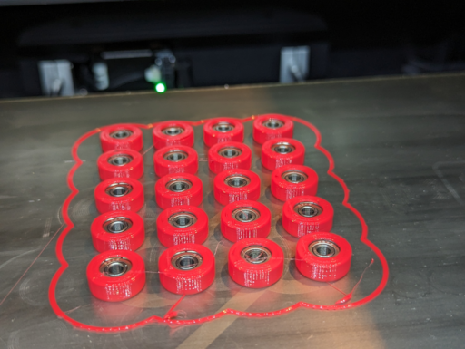 3D printed TPU ball bearing wheels for industrial equipment